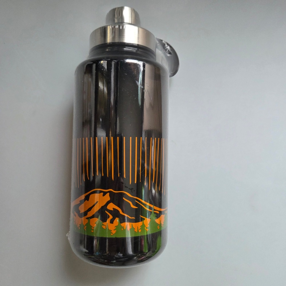 Ozark Trail 32oz Water Bottle Black Mountain Graphic Stainless Steel Lid